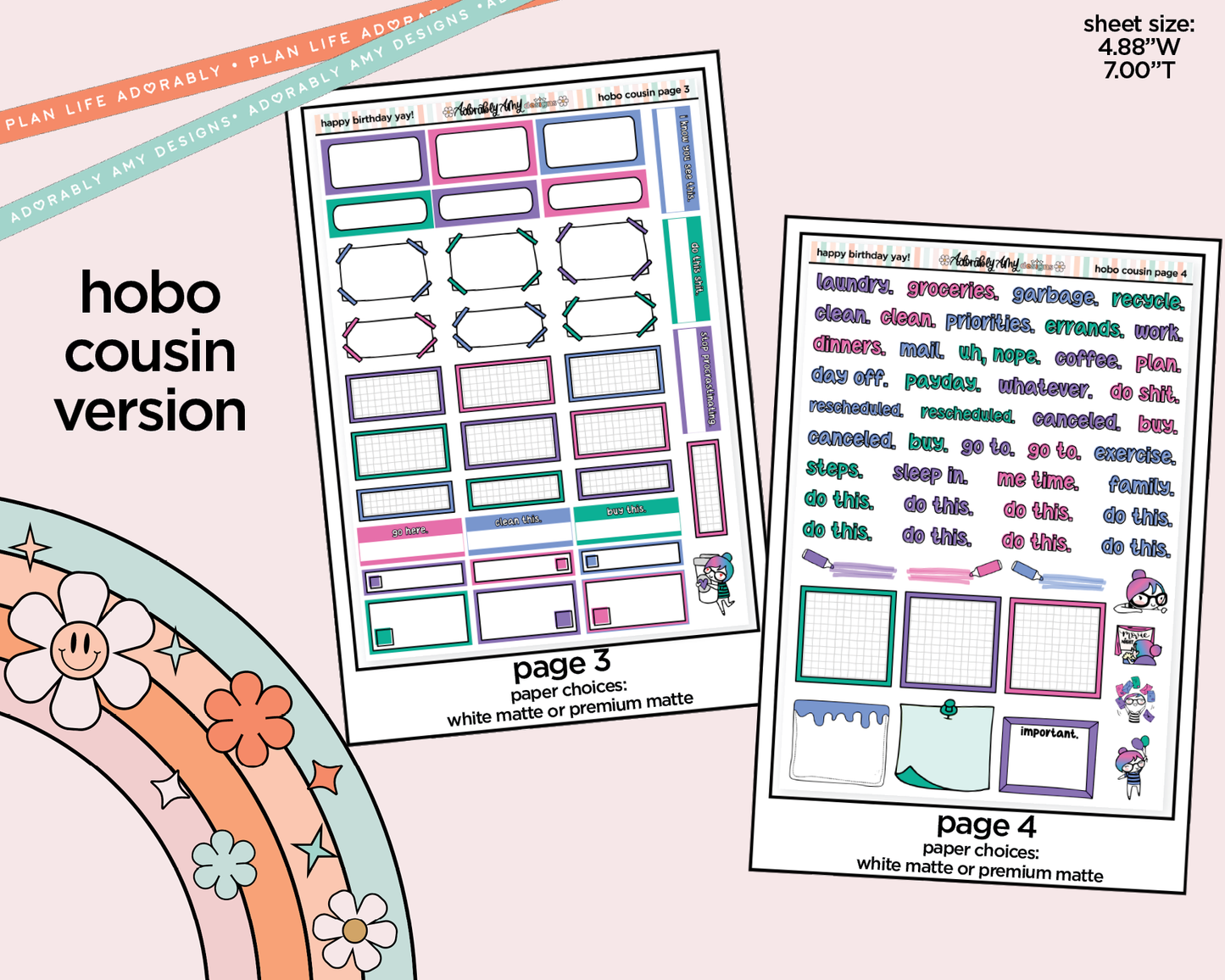 Hobonichi Cousin Weekly Happy Birthday Yay! Planner Sticker Kit for Hobo Cousin or Similar Planners