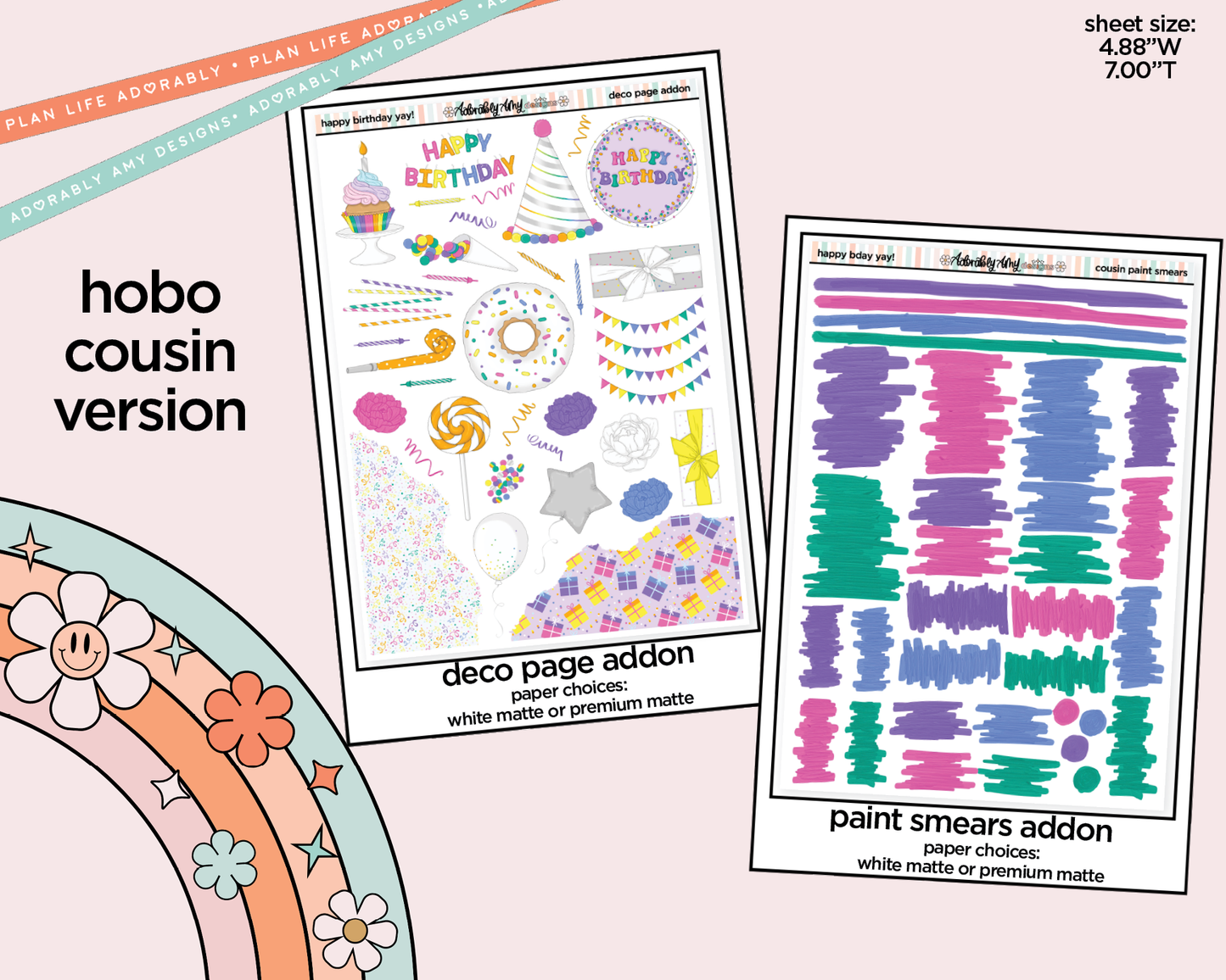 Hobonichi Cousin Weekly Happy Birthday Yay! Planner Sticker Kit for Hobo Cousin or Similar Planners