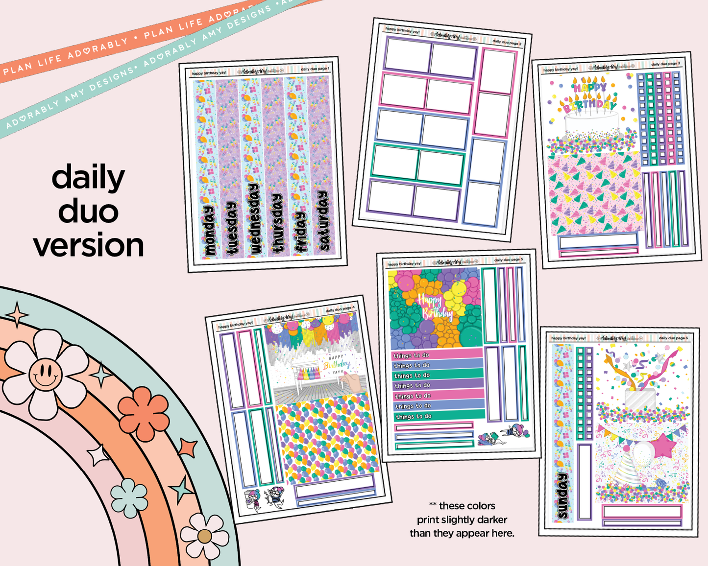 Daily Duo Happy Birthday Yay! Weekly Planner Sticker Kit for Daily Duo Planner