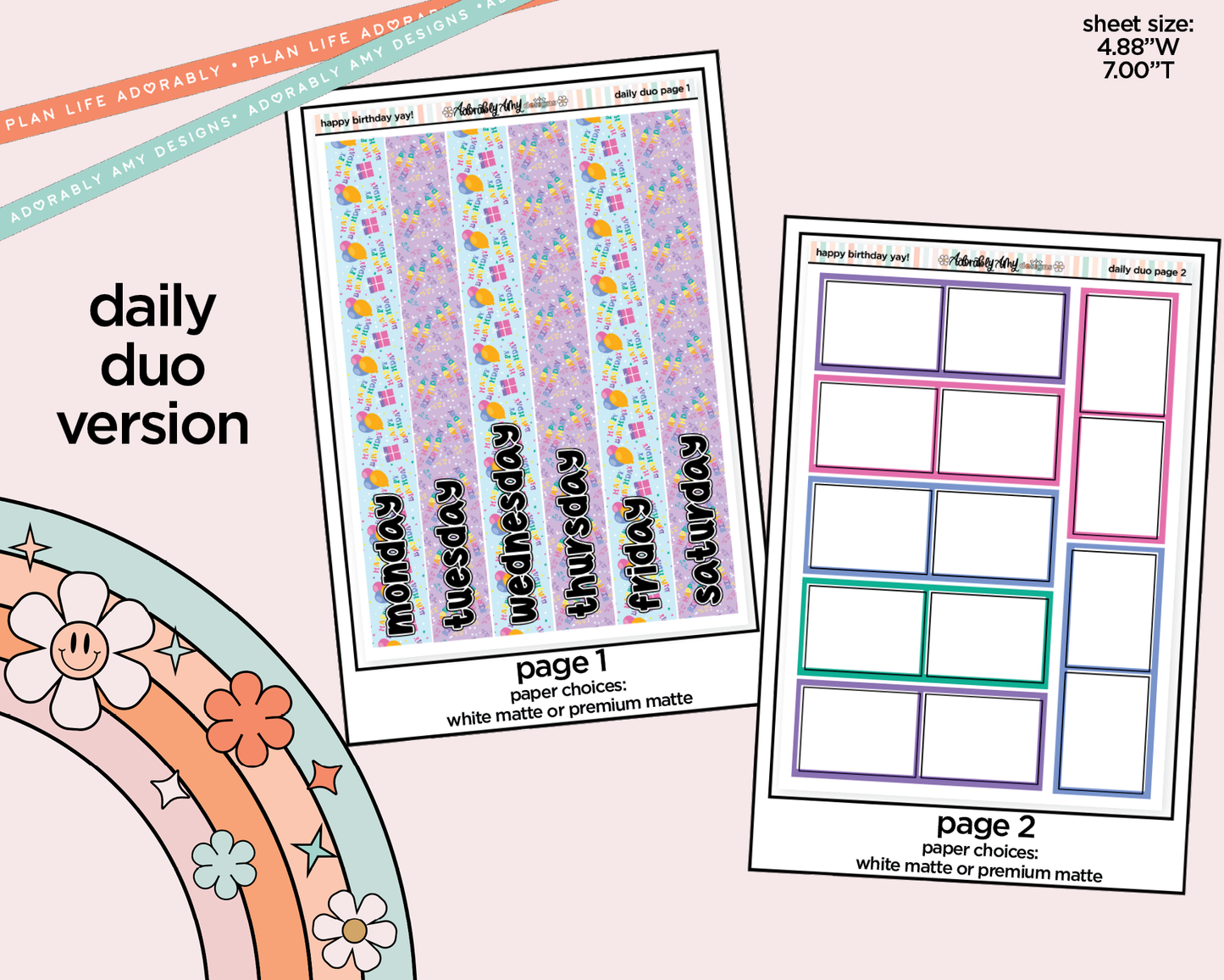 Daily Duo Happy Birthday Yay! Weekly Planner Sticker Kit for Daily Duo Planner