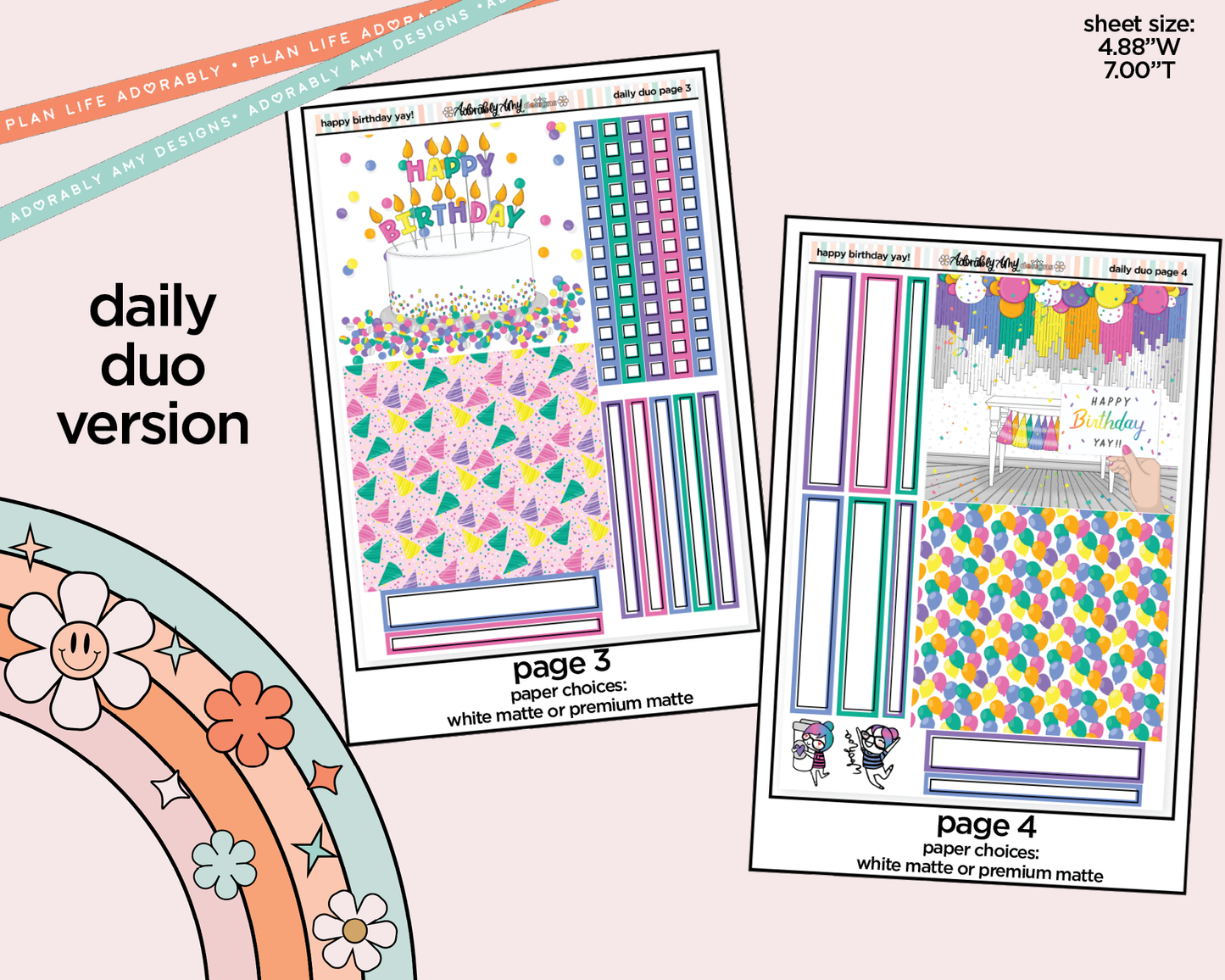 Daily Duo Happy Birthday Yay! Weekly Planner Sticker Kit for Daily Duo Planner