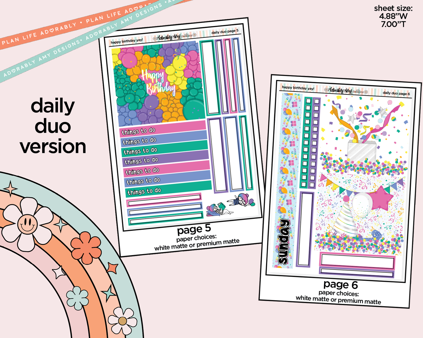 Daily Duo Happy Birthday Yay! Weekly Planner Sticker Kit for Daily Duo Planner