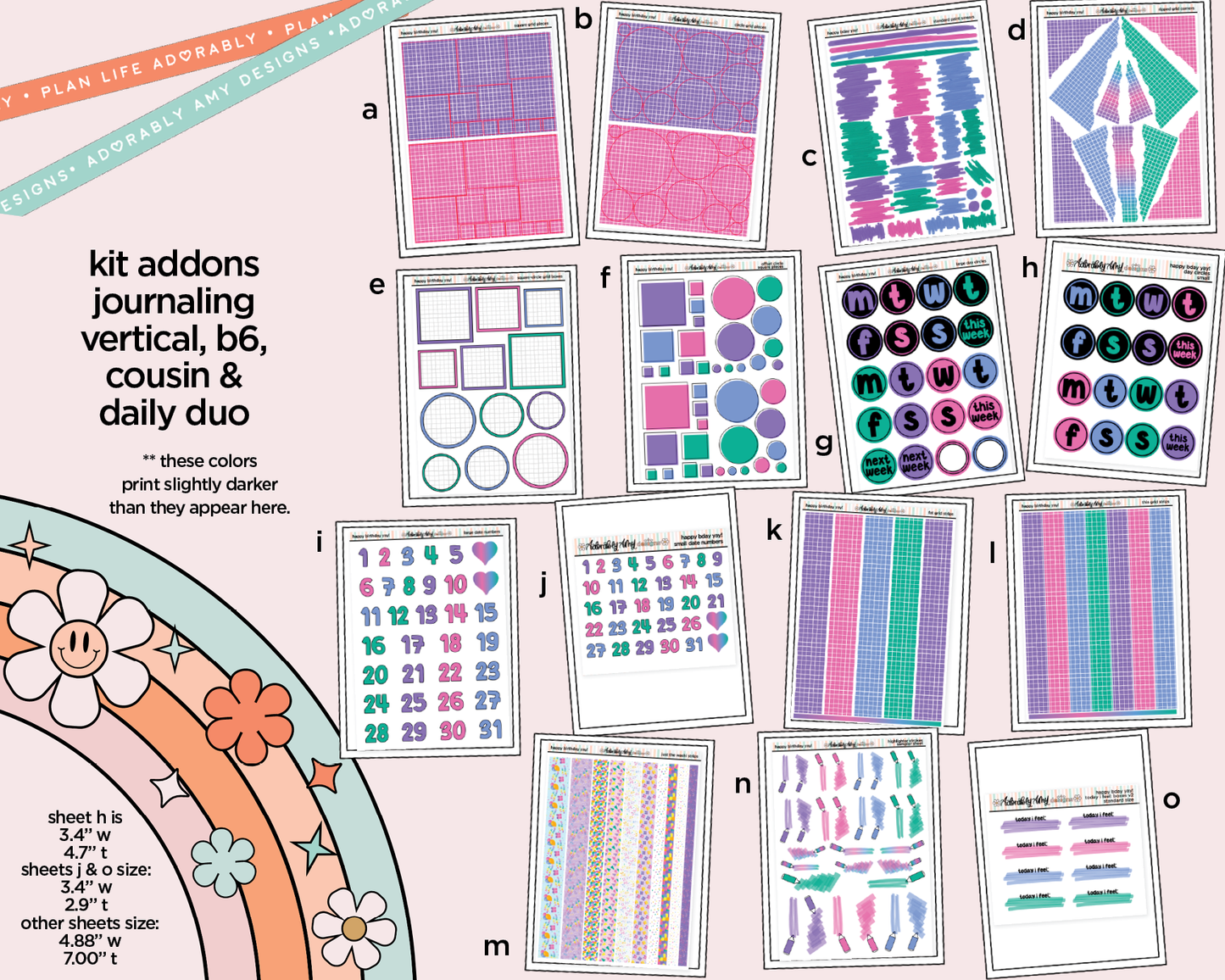 Vertical Happy Birthday Yay! Weekly Sticker Kit for Vertical Standard Size Planners or Insert