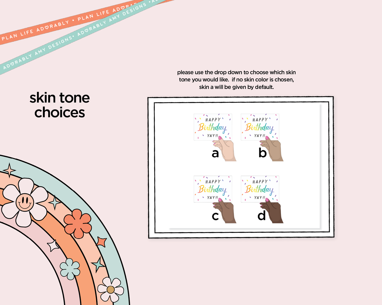 Mini B6 Happy Birthday Yay! Planner Sticker Kit sized for ANY Vertical Insert