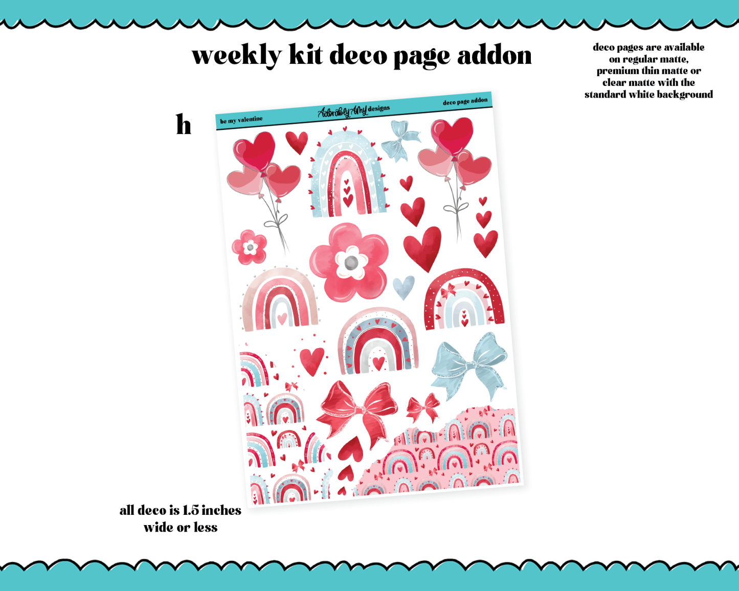Be My Valentine Watercolor Weekly Kit Addons - All Sizes - Deco, Smears and More!