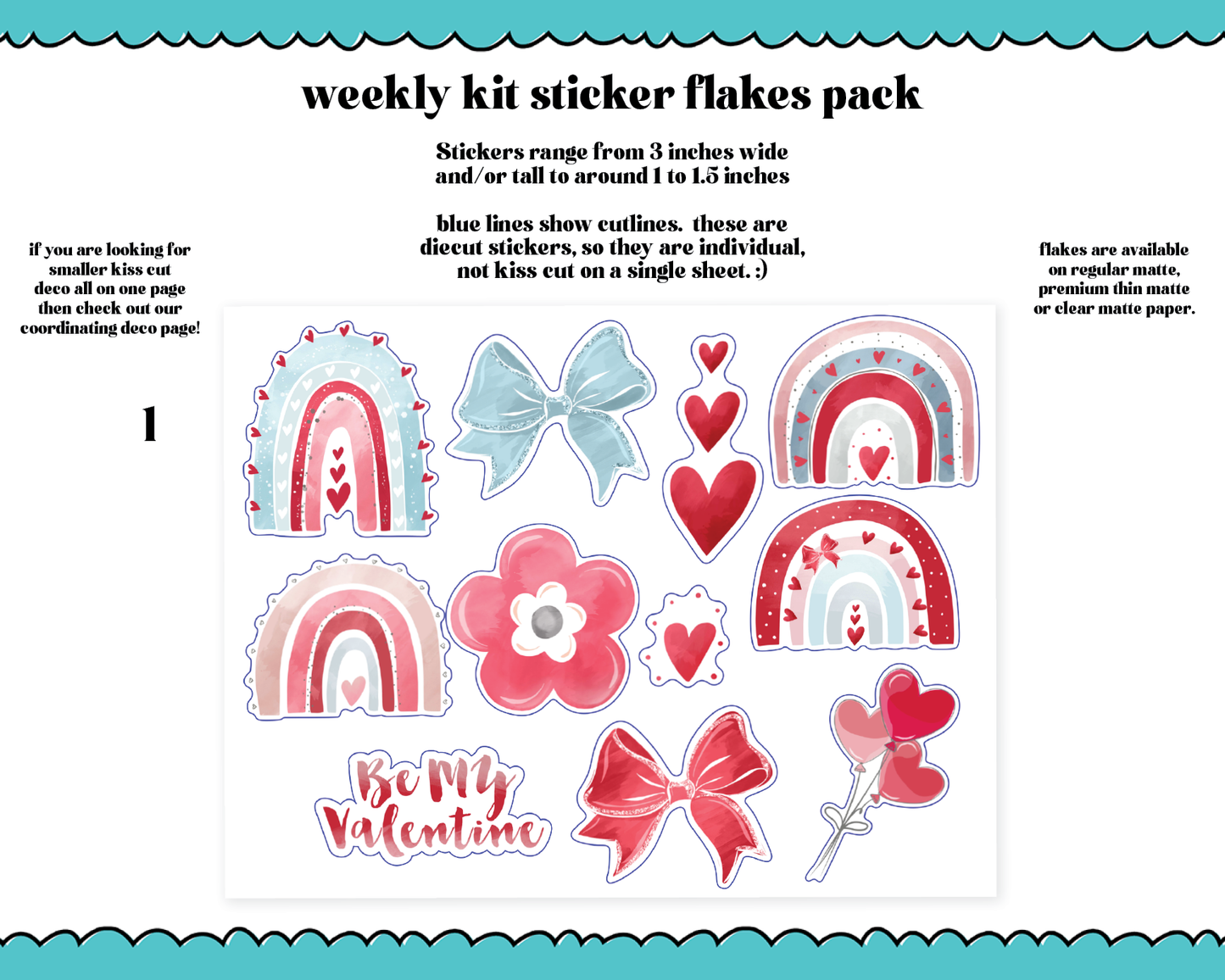 Be My Valentine Watercolor Weekly Kit Addons - All Sizes - Deco, Smears and More!