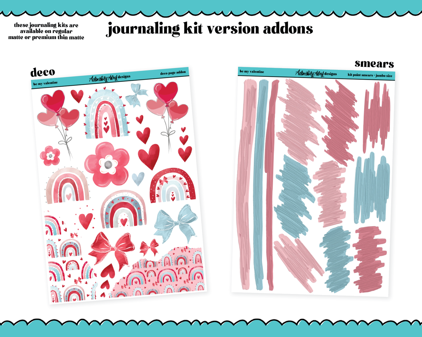 Journaling and Daily Planning Be My Valentine Watercolor Planner Sticker Kit