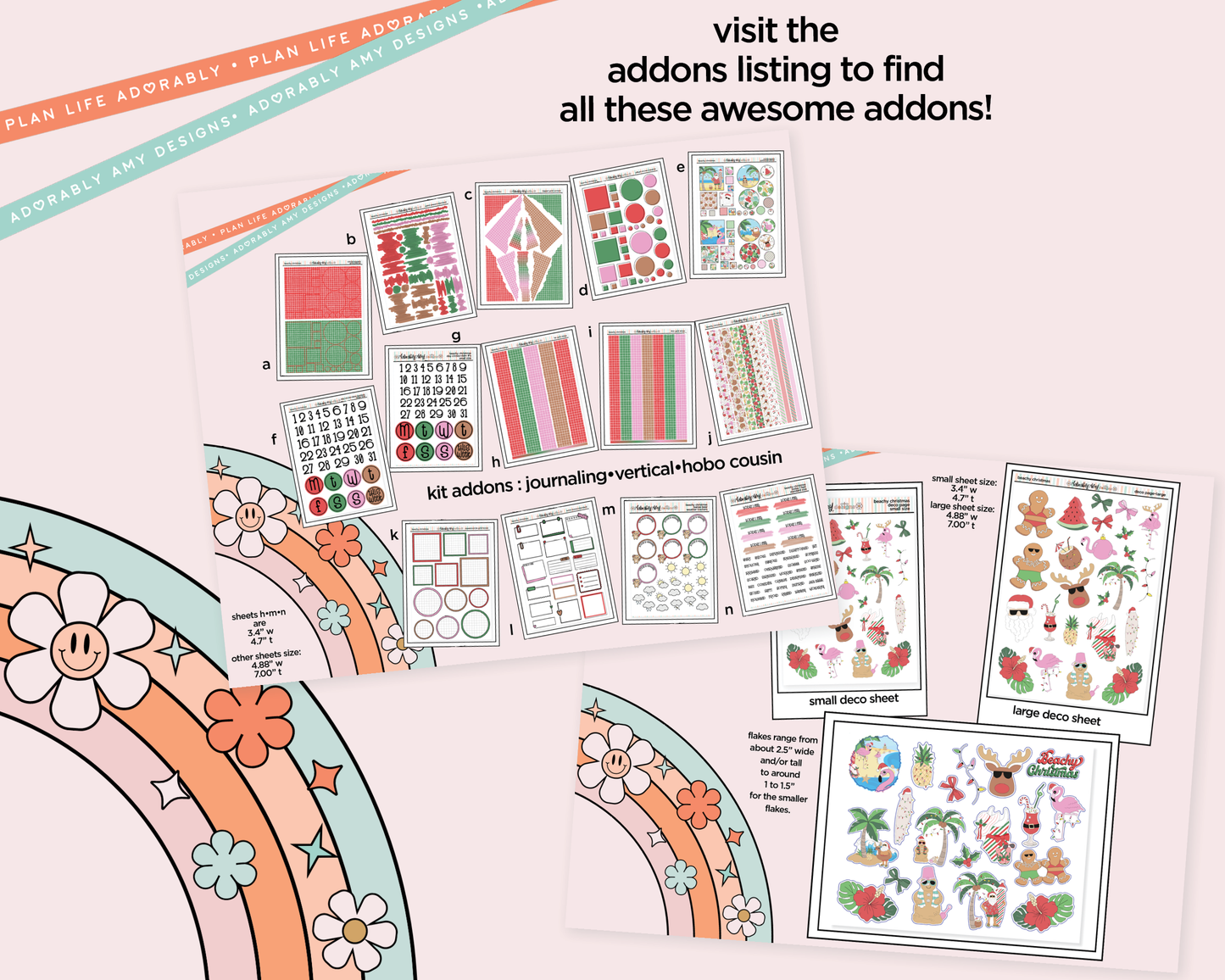 Journaling and Daily Planning Beachy Christmas Planner Sticker Kit