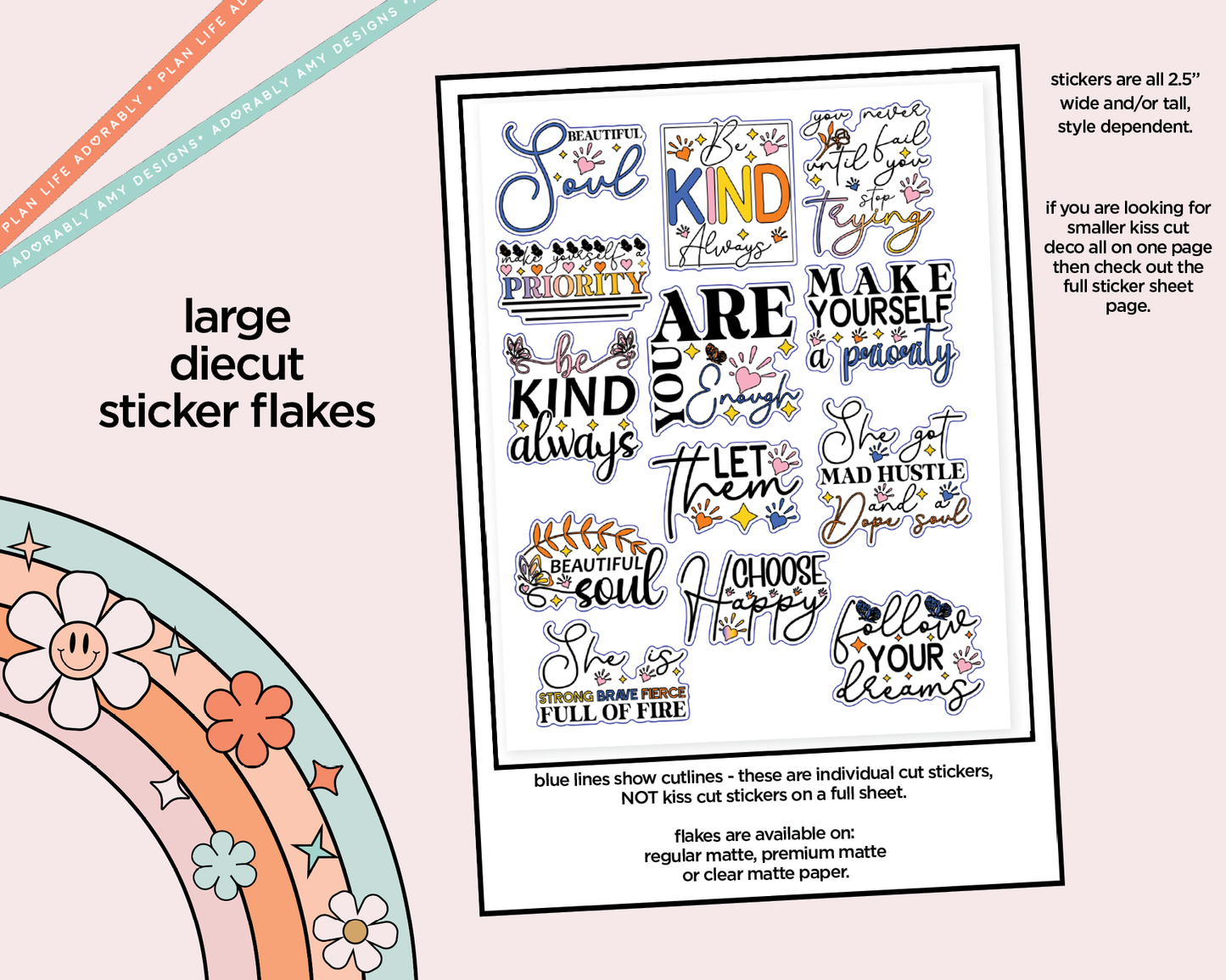 Beautiful Soul Deco Typography Sampler Planner Stickers