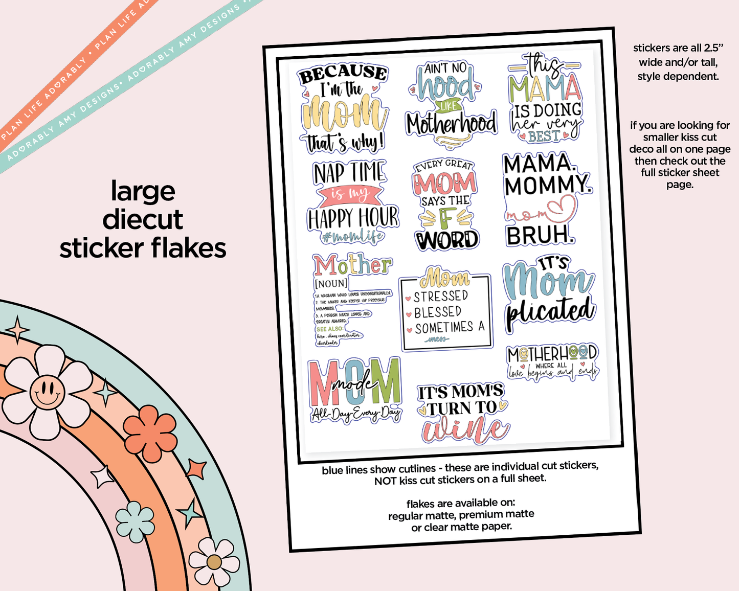 Because I'm the Mom Deco Typography Sampler Planner Stickers