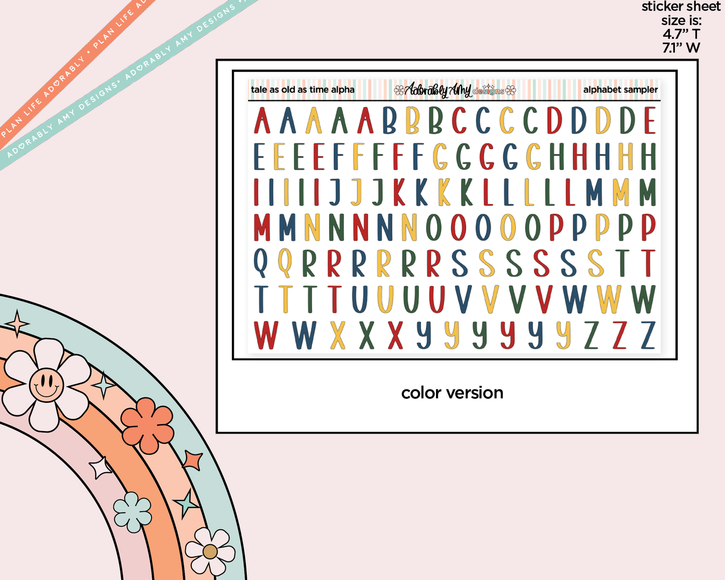 Tale as Old as Time Alphabet Stickers Deco Typography Sampler Planner Stickers - Adorably Amy Designs