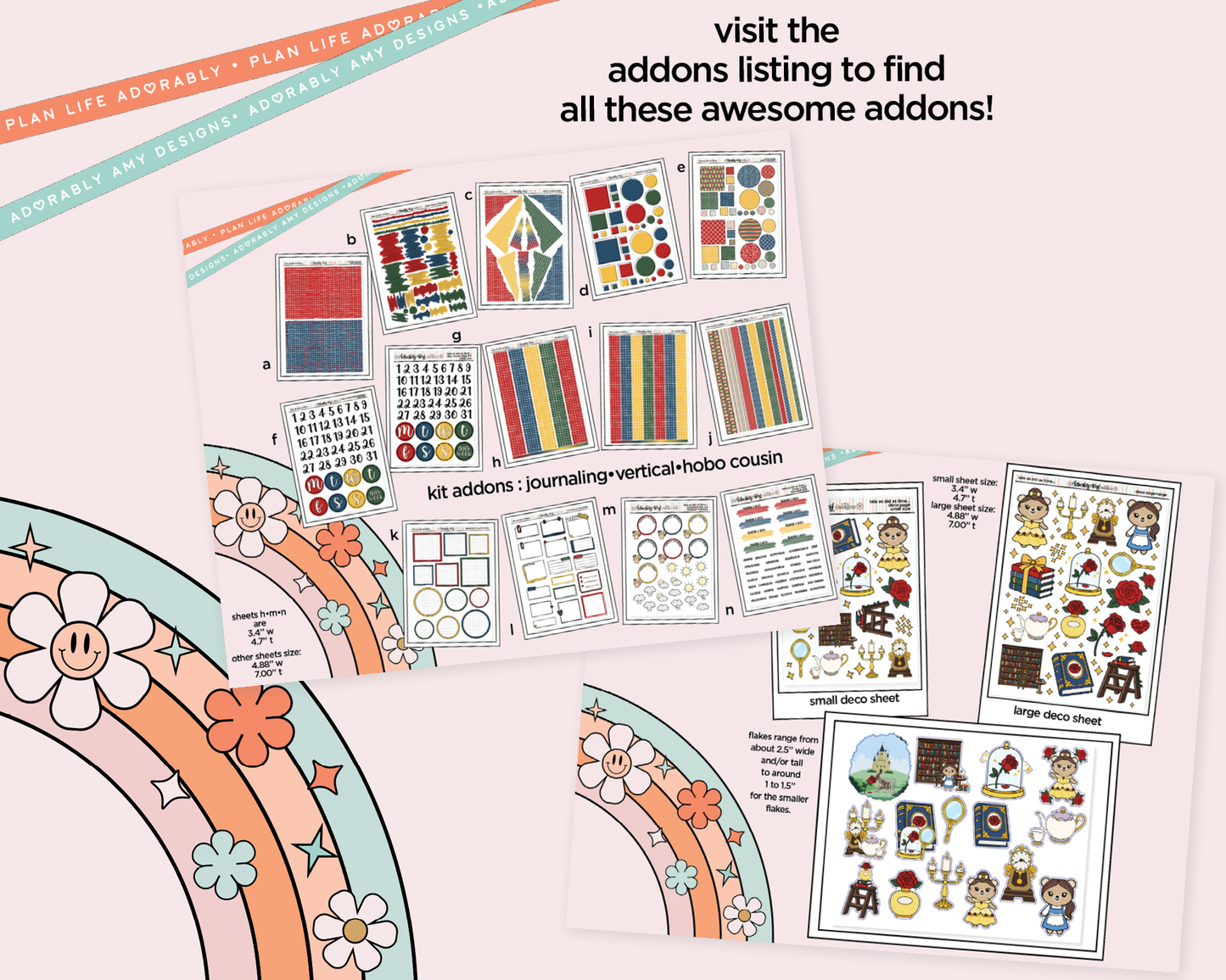 Hobonichi Cousin Weekly Tale as Old as Time Planner Sticker Kit for Hobo Cousin or Similar Planners - Adorably Amy Designs