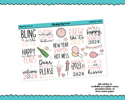 Bling in the New Year Typography Sampler Planner Stickers for any Planner or Insert