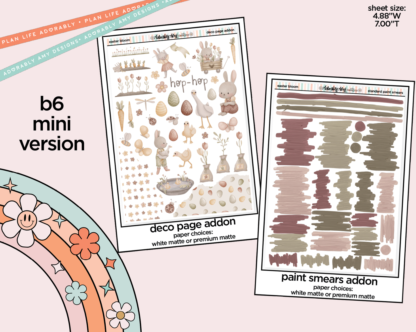 Mini B6 Easter Bloom Planner Sticker Kit sized for ANY Vertical Insert