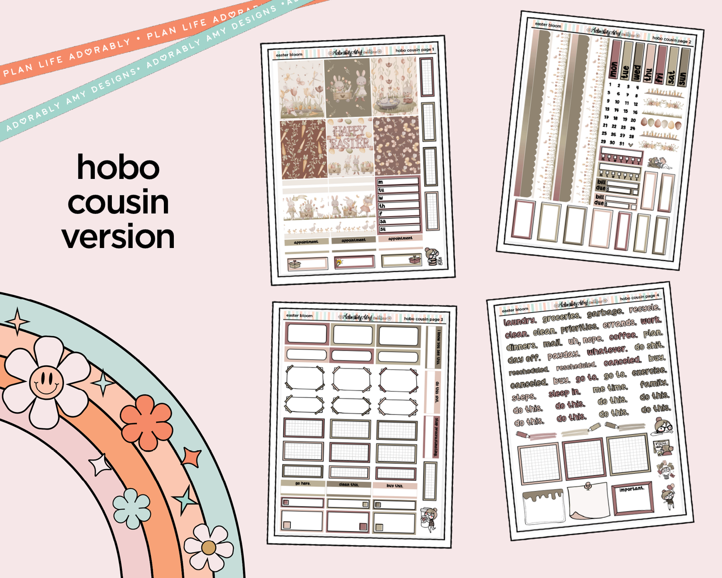 Hobonichi Cousin Weekly Easter Bloom Planner Sticker Kit for Hobo Cousin or Similar Planners