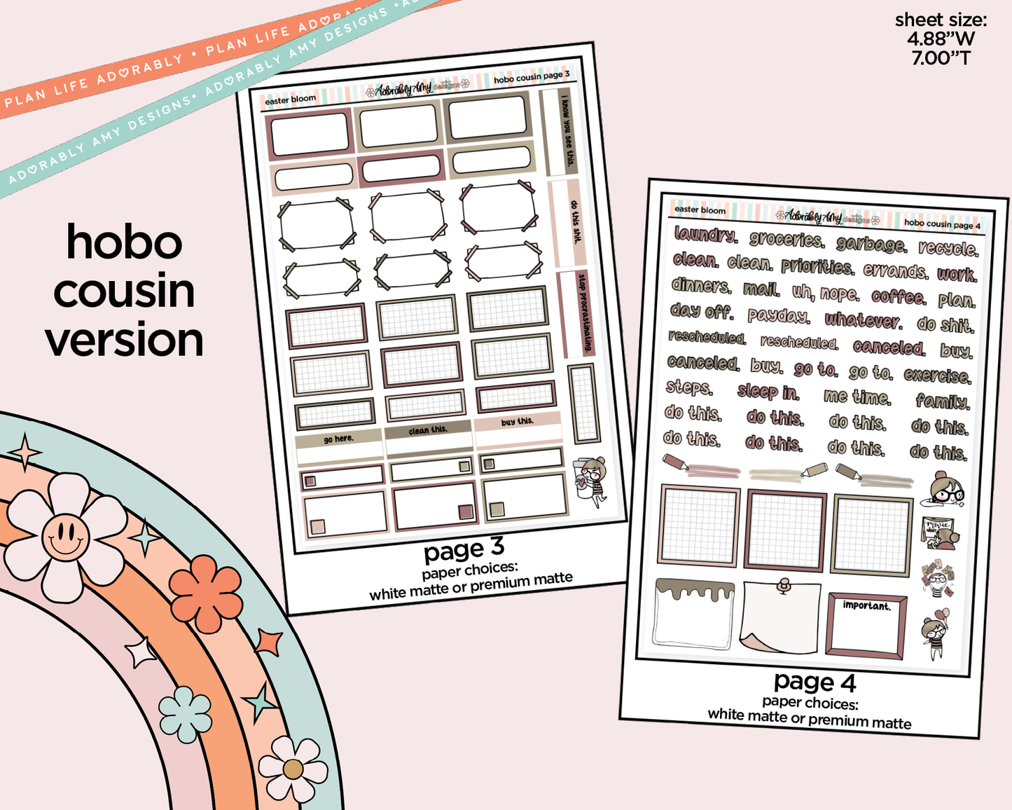 Hobonichi Cousin Weekly Easter Bloom Planner Sticker Kit for Hobo Cousin or Similar Planners
