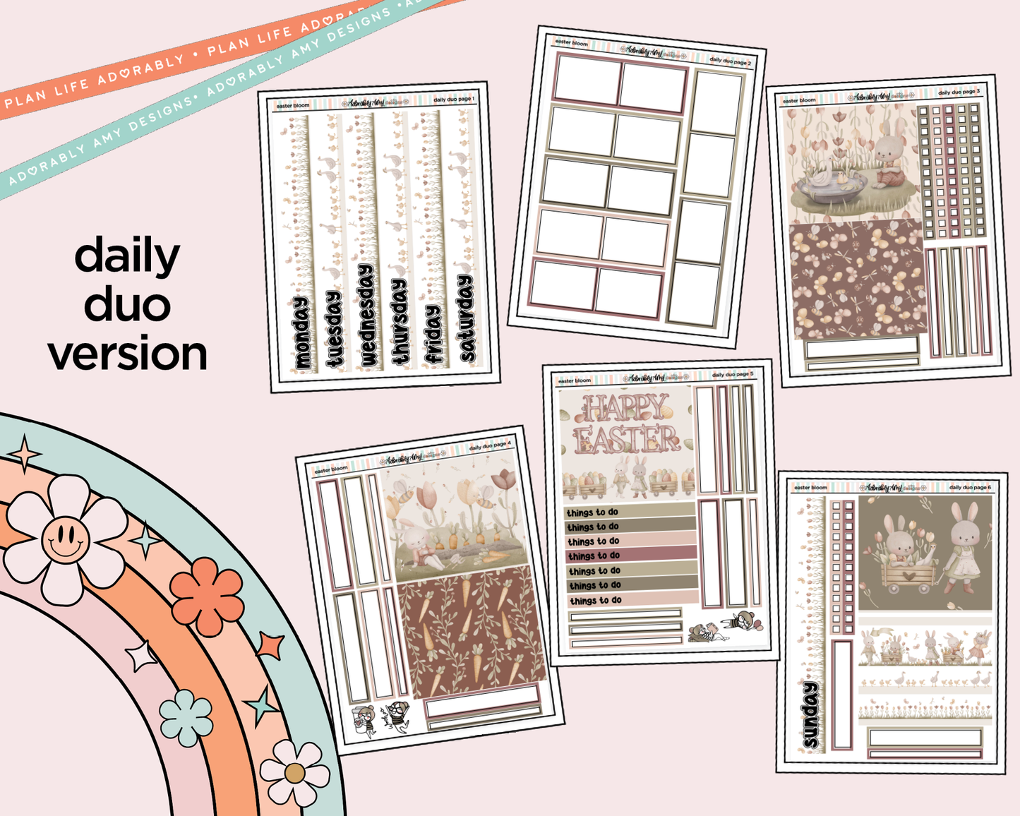 Daily Duo Easter Bloom Weekly Planner Sticker Kit for Daily Duo Planner