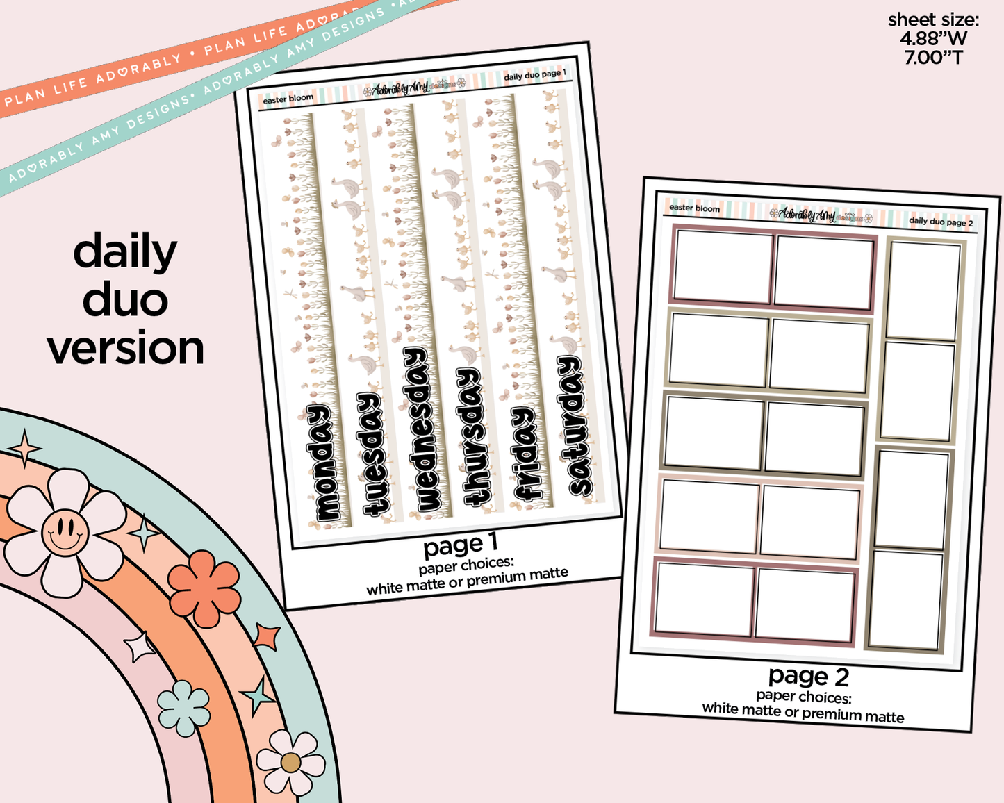 Daily Duo Easter Bloom Weekly Planner Sticker Kit for Daily Duo Planner