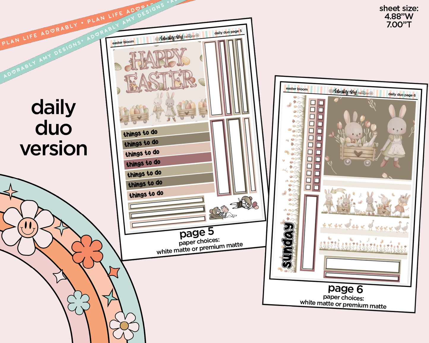 Daily Duo Easter Bloom Weekly Planner Sticker Kit for Daily Duo Planner