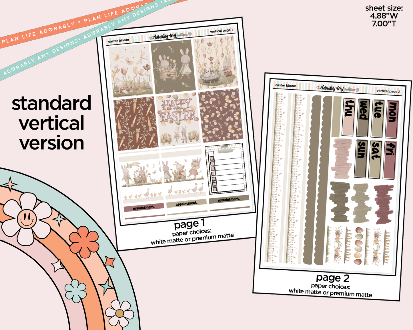 Vertical Easter Bloom Weekly Sticker Kit for Vertical Standard Size Planners or Insert