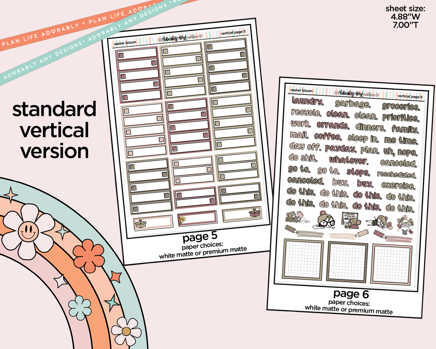 Vertical Easter Bloom Weekly Sticker Kit for Vertical Standard Size Planners or Insert