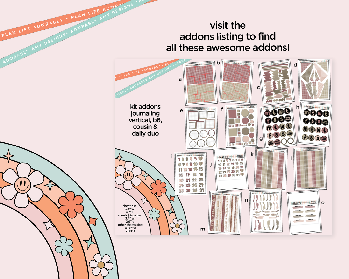 Mini B6 Easter Bloom Planner Sticker Kit sized for ANY Vertical Insert