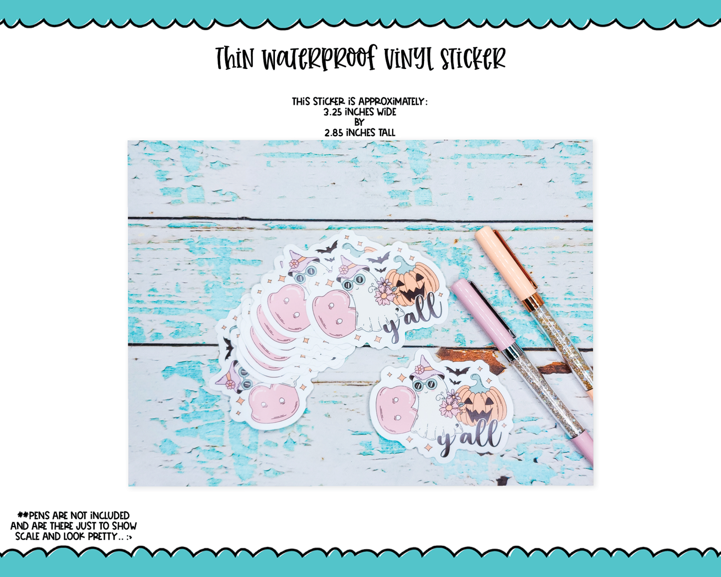 Waterproof Vinyl Large Diecut Stickers - Boo Y'all Retro Halloween Ghost