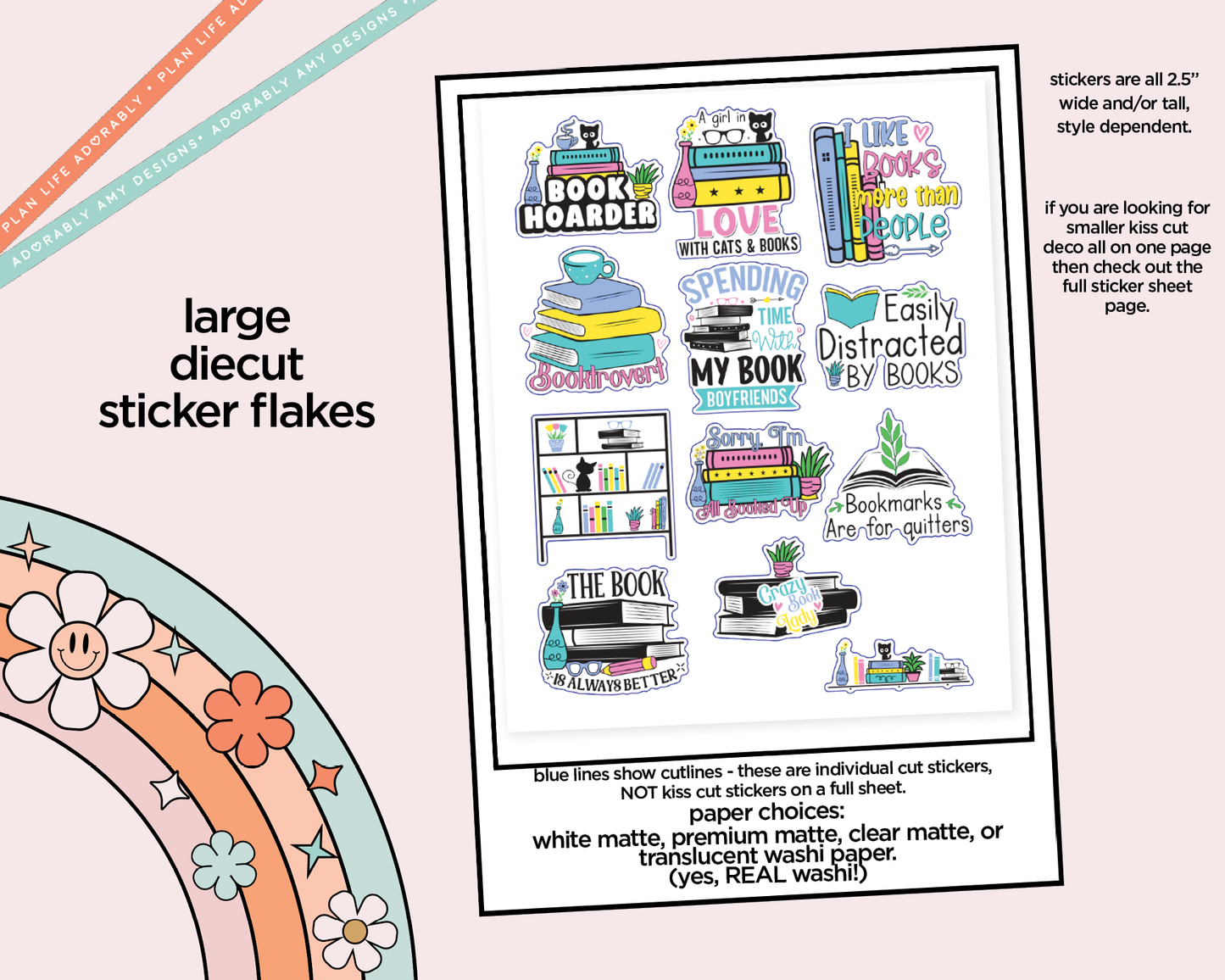 Book Hoarder Typography Sampler Planner Stickers
