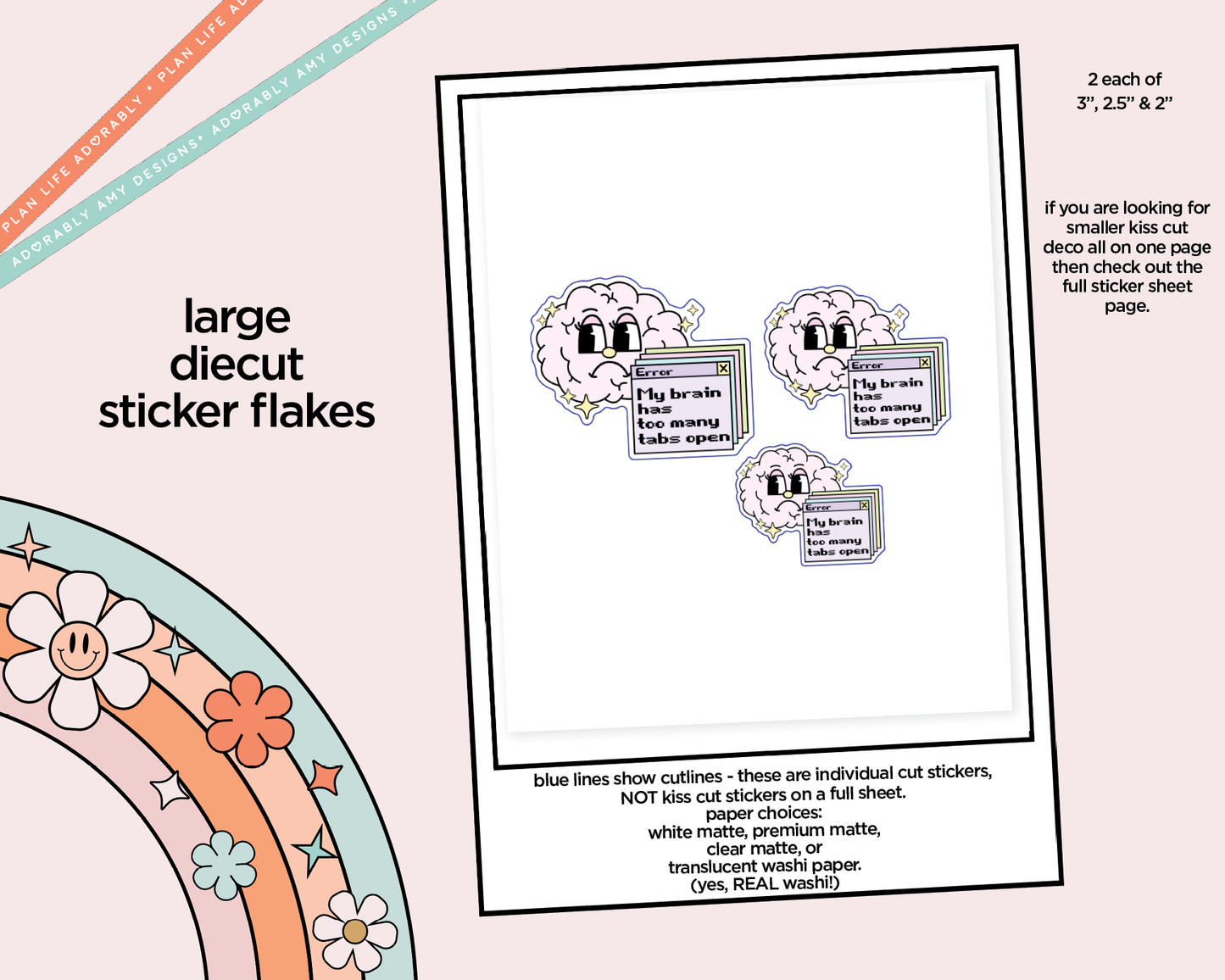 My Brain Has Too Many Tabs Open Typography Sampler Planner Stickers