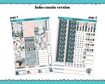Hobonichi Cousin Weekly Bunny Egg Hunt Watercolor Planner Sticker Kit for Hobo Cousin or Similar Planners
