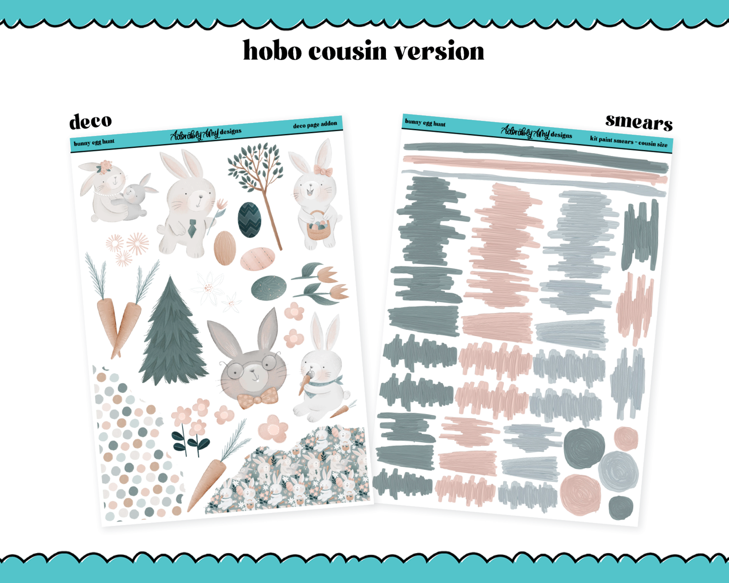 Hobonichi Cousin Weekly Bunny Egg Hunt Watercolor Planner Sticker Kit for Hobo Cousin or Similar Planners