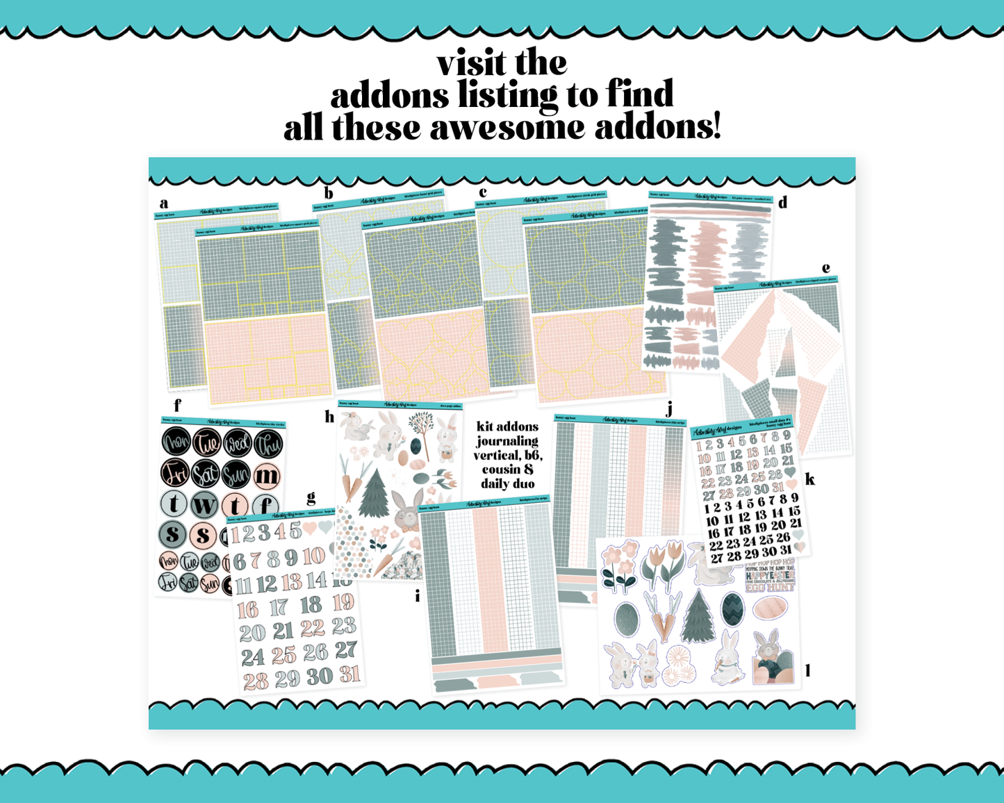 Journaling and Daily Planning Bunny Egg Hunt Watercolor Planner Sticker Kit