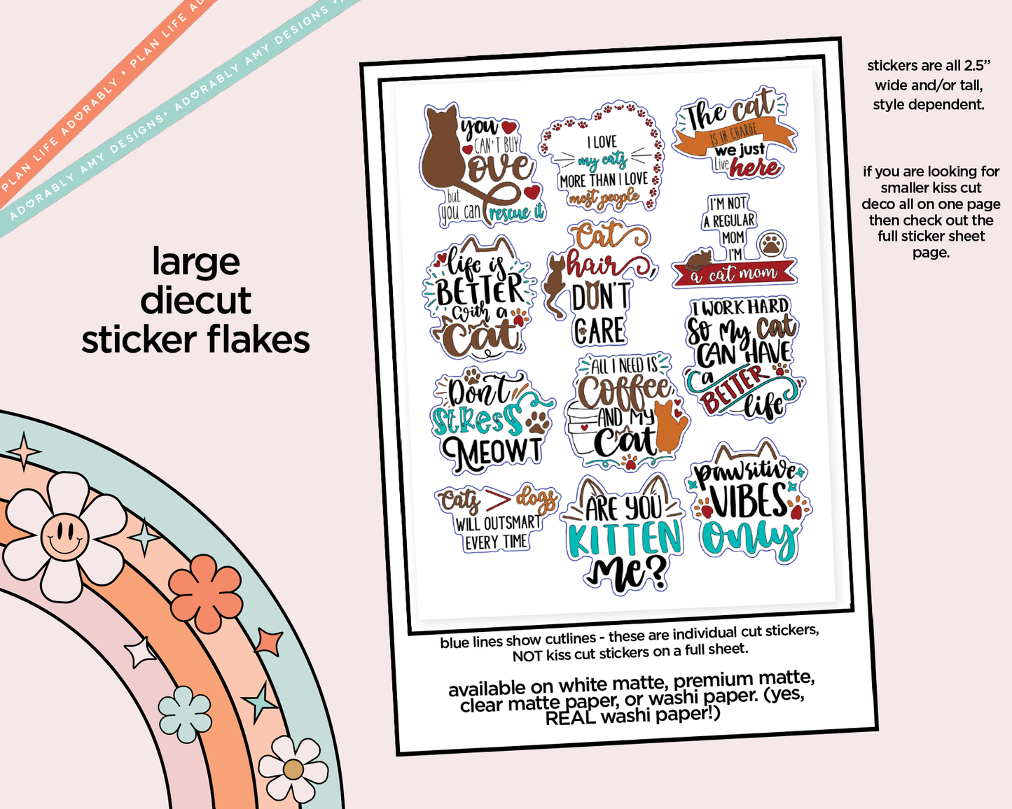 Can't Buy Love - But You Can Rescue It Deco Typography Sampler Planner Stickers