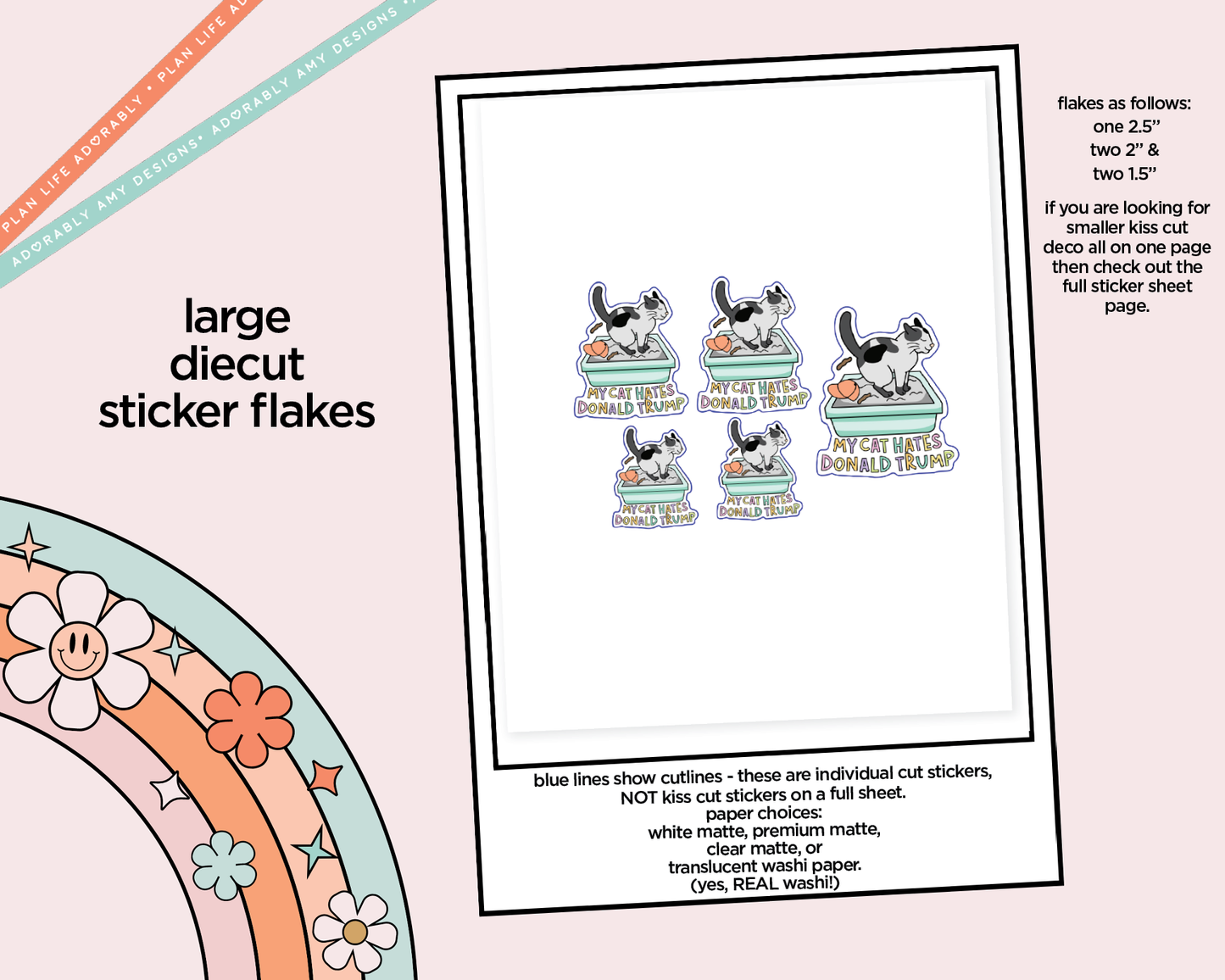 My Cat Hates Donald Trump Anti-Trump Themed Typography Sampler Planner Stickers