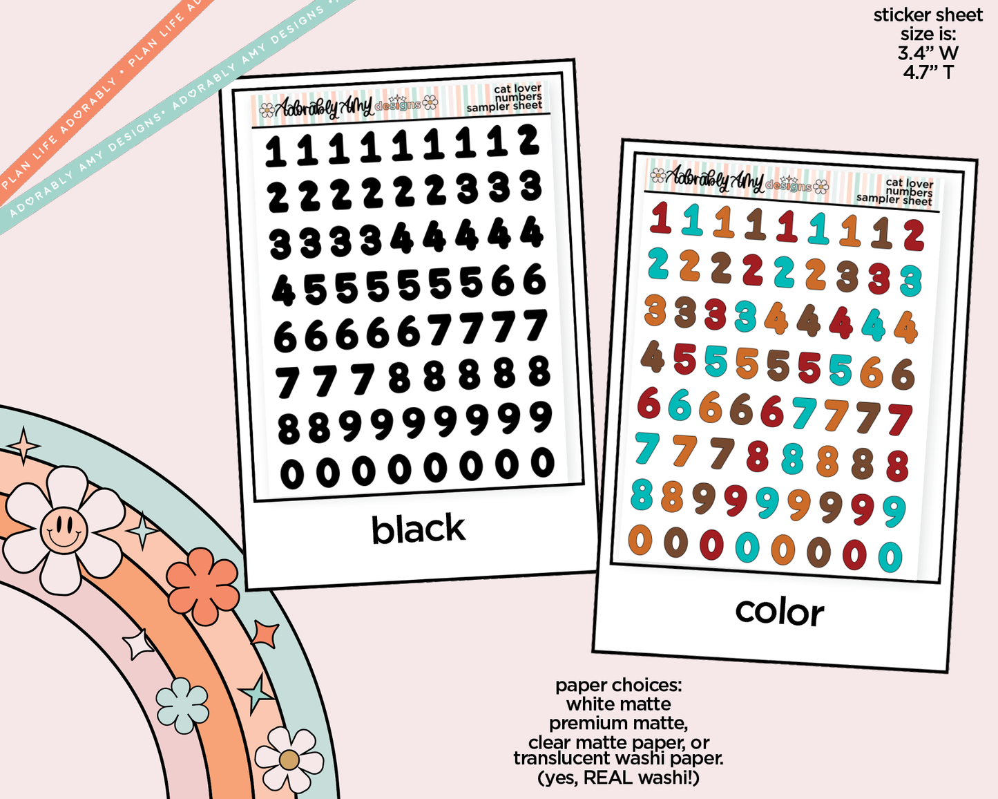 Cat Lover Number Stickers Deco Typography Sampler Planner Stickers