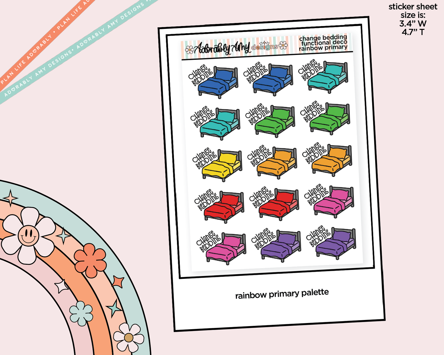 Rainbow Change Bedding Doodled Icon Stickers