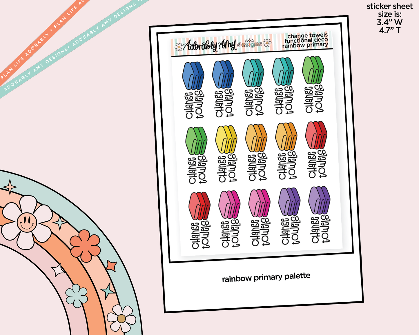 Rainbow Change Towels Doodled Icon Stickers