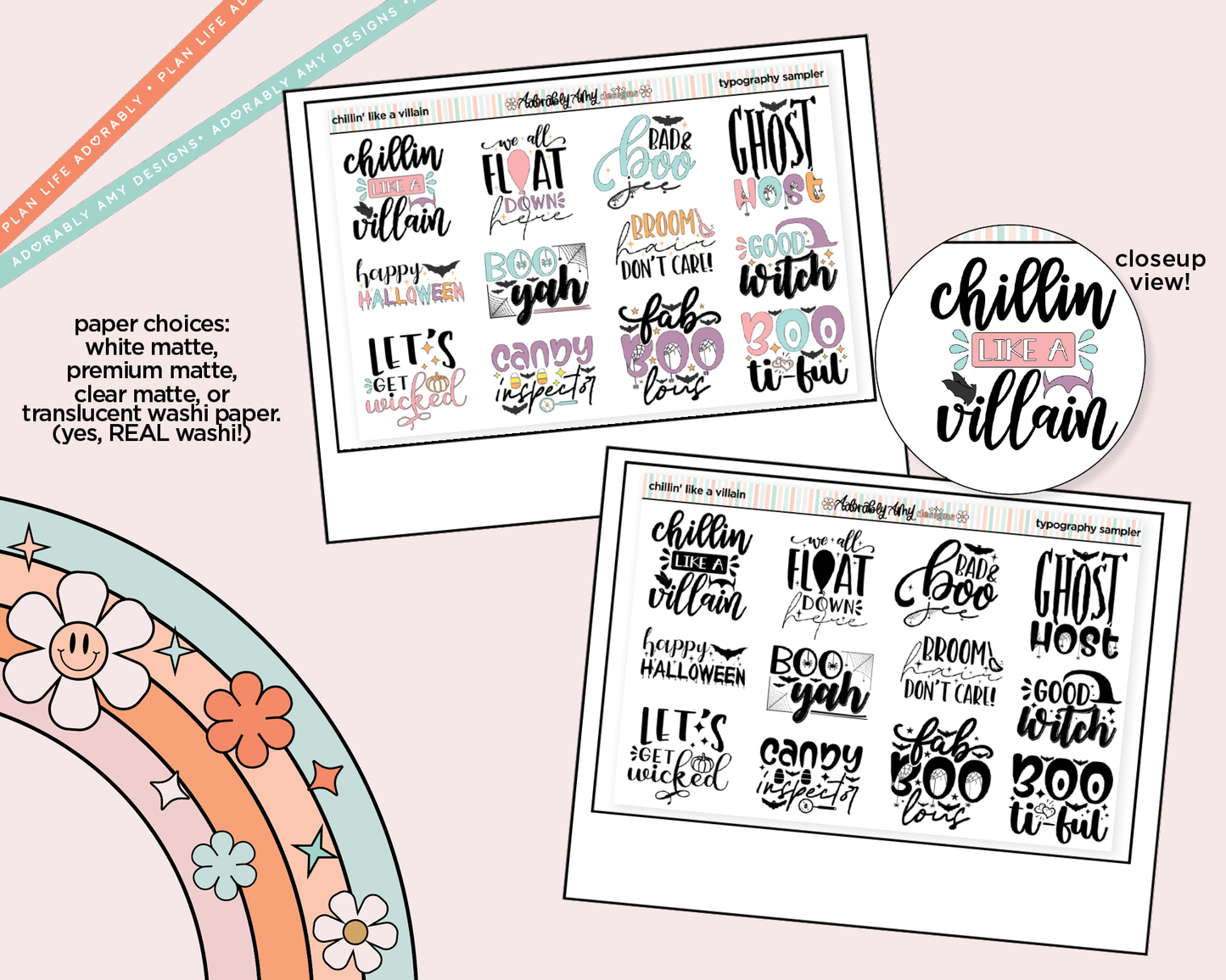 Chillin Like a Villain Deco Typography Sampler Planner Stickers