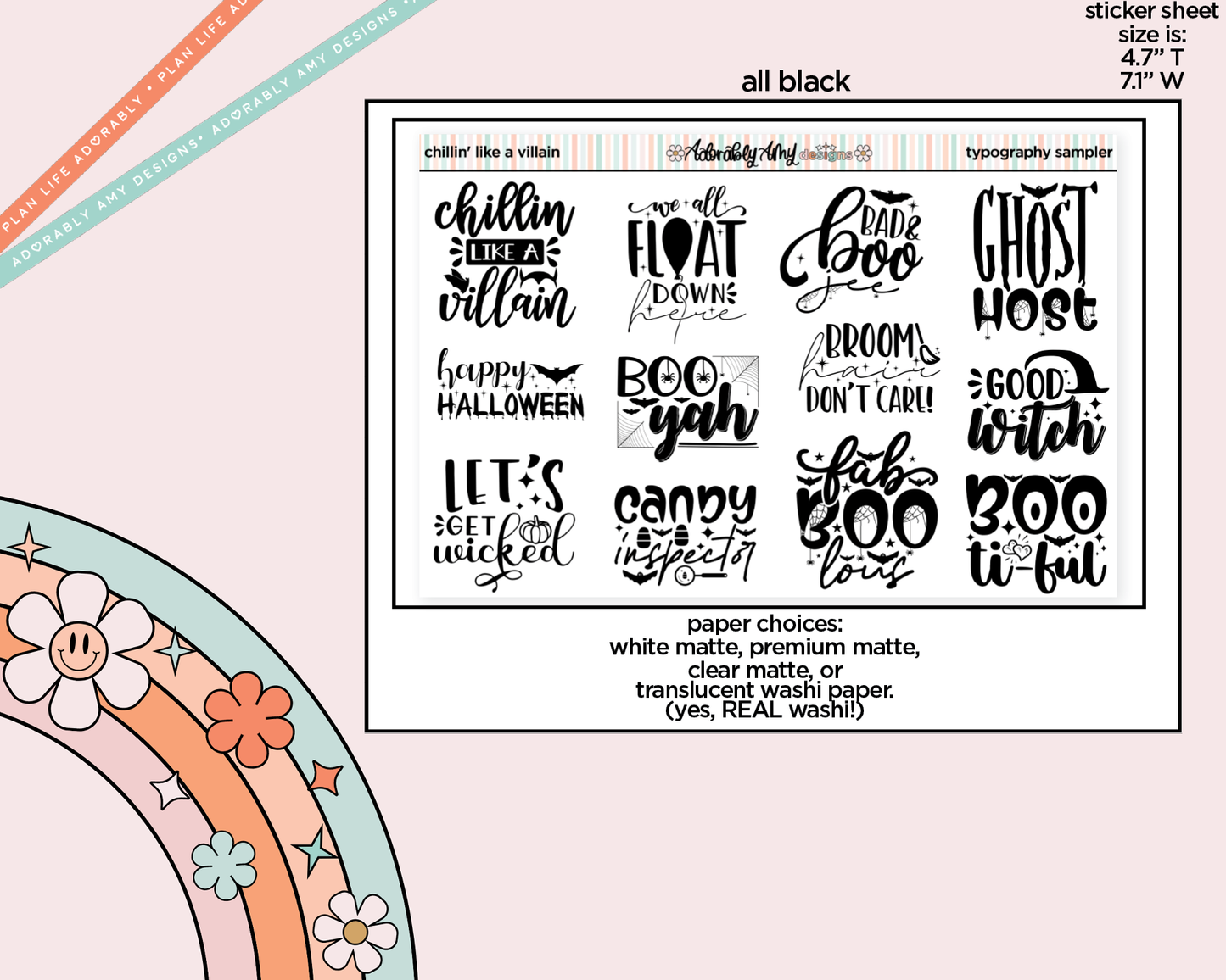 Chillin Like a Villain Deco Typography Sampler Planner Stickers