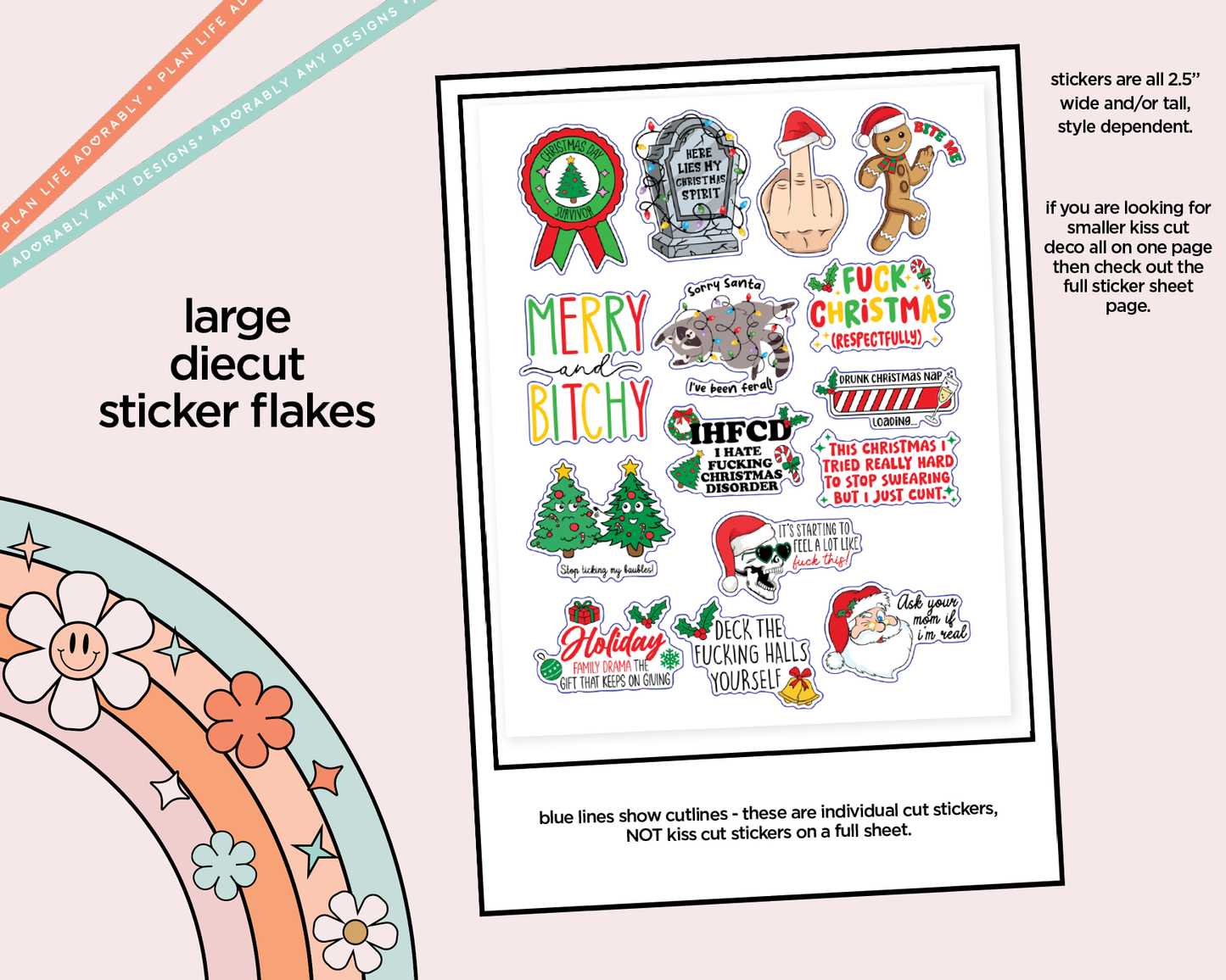 Christmas Day Survivor Snarky Christmas Typography Sampler Planner Stickers