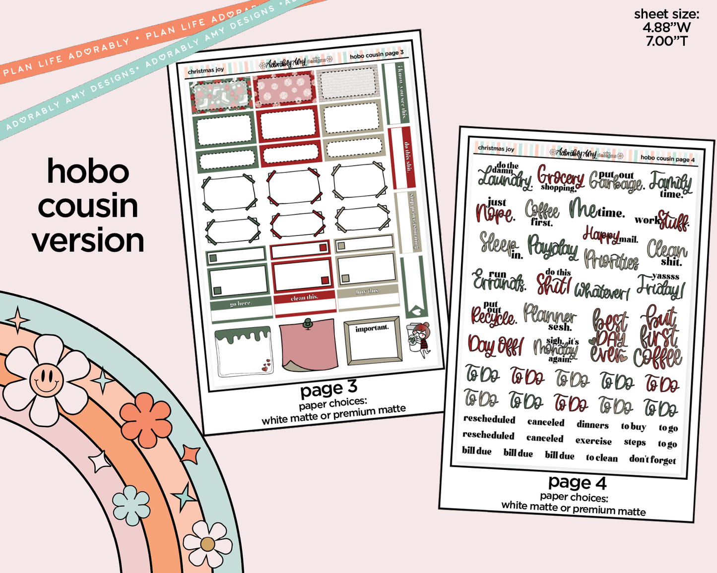 Hobonichi Cousin Weekly Christmas Joy Planner Sticker Kit for Hobo Cousin or Similar Planners