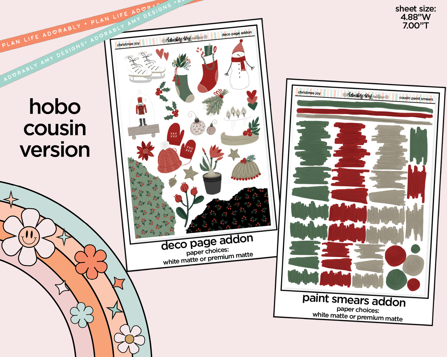 Hobonichi Cousin Weekly Christmas Joy Planner Sticker Kit for Hobo Cousin or Similar Planners