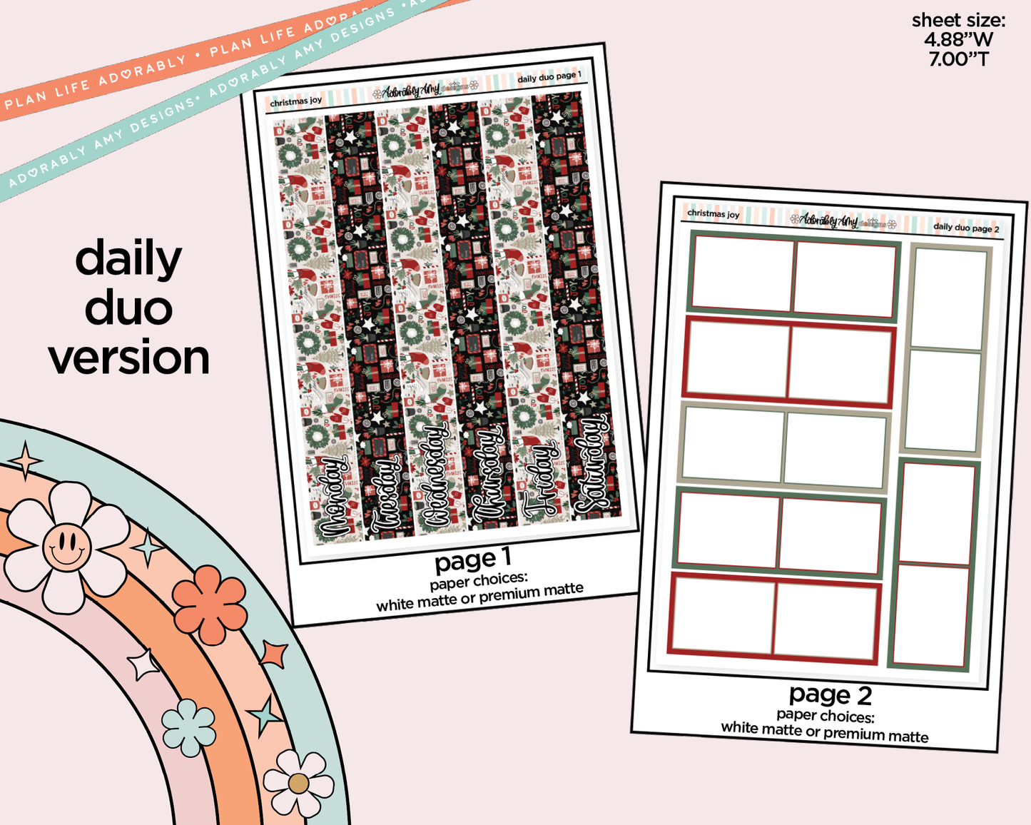 Daily Duo Christmas Joy Weekly Planner Sticker Kit for Daily Duo Planner
