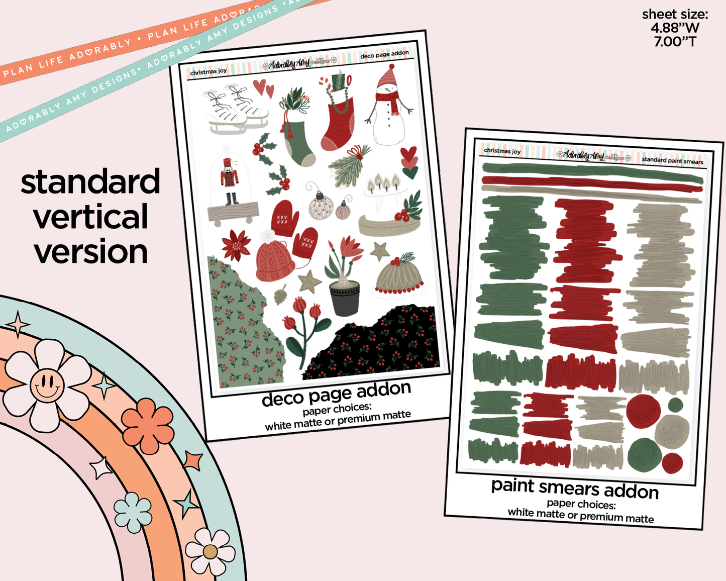 Vertical Christmas Joy Weekly Sticker Kit for Vertical Standard Size Planners or Insert