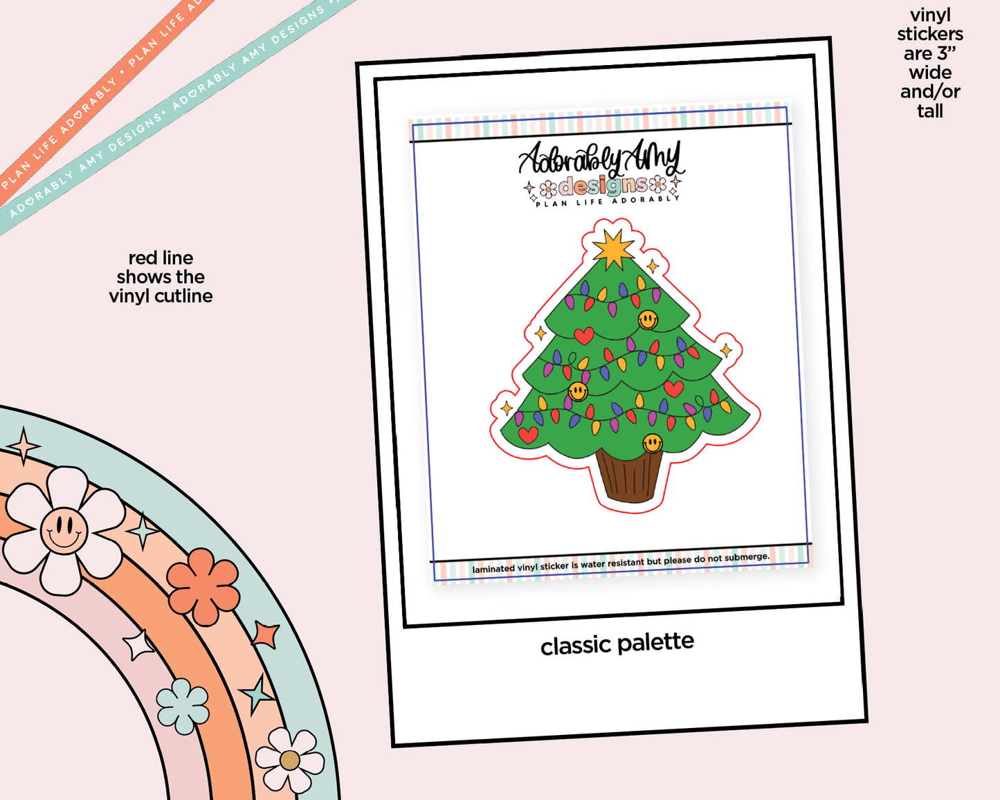 Laminated Vinyl Large Diecut Stickers - Christmas Tree (2 colorways)