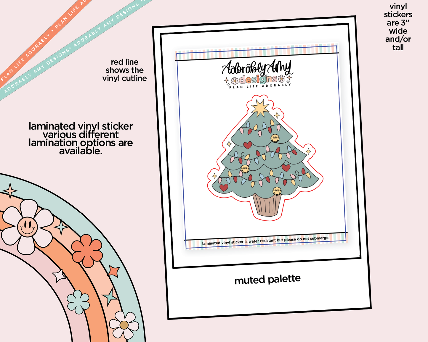 Laminated Vinyl Large Diecut Stickers - Christmas Tree (2 colorways)