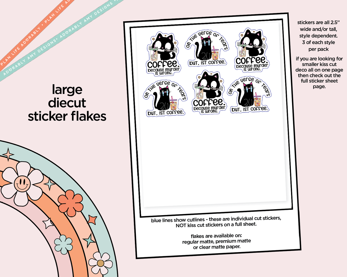 Coffee. Because Murder is Wrong Typography Sampler Planner Stickers for any Planner or Insert