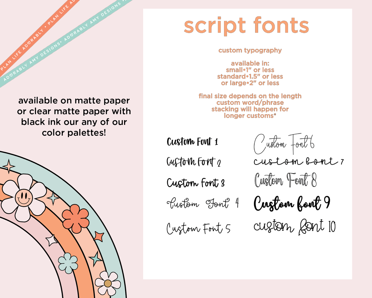Custom Typography Sticker Reminder Planner Stickers for any Planner or Insert - Adorably Amy Designs