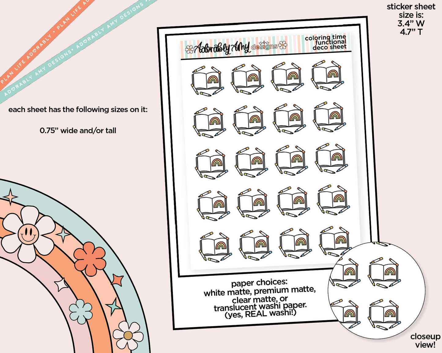 Coloring Time Doodled Icon Stickers