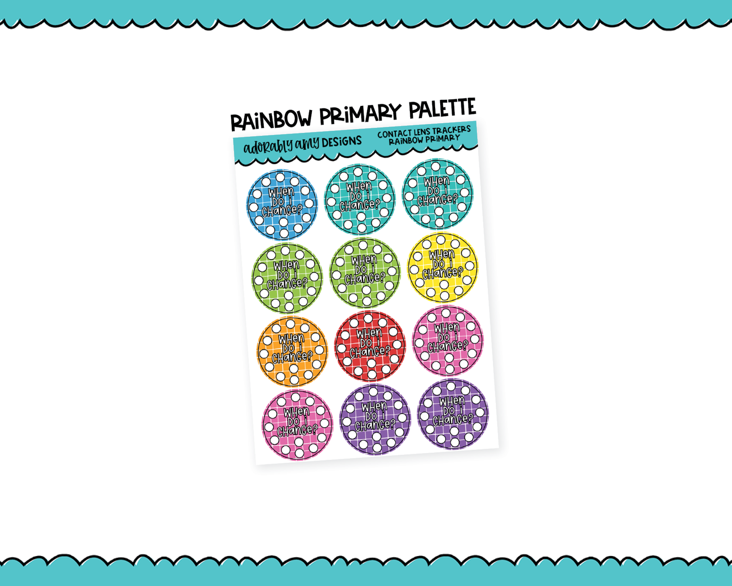 Rainbow Contact Lens Trackers Reminder Planner Stickers for any Planner or Insert